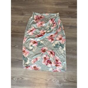 Express Conscious Edit Floral Satin Wrap Midi Skirt Sage Pink Size 8 NWT